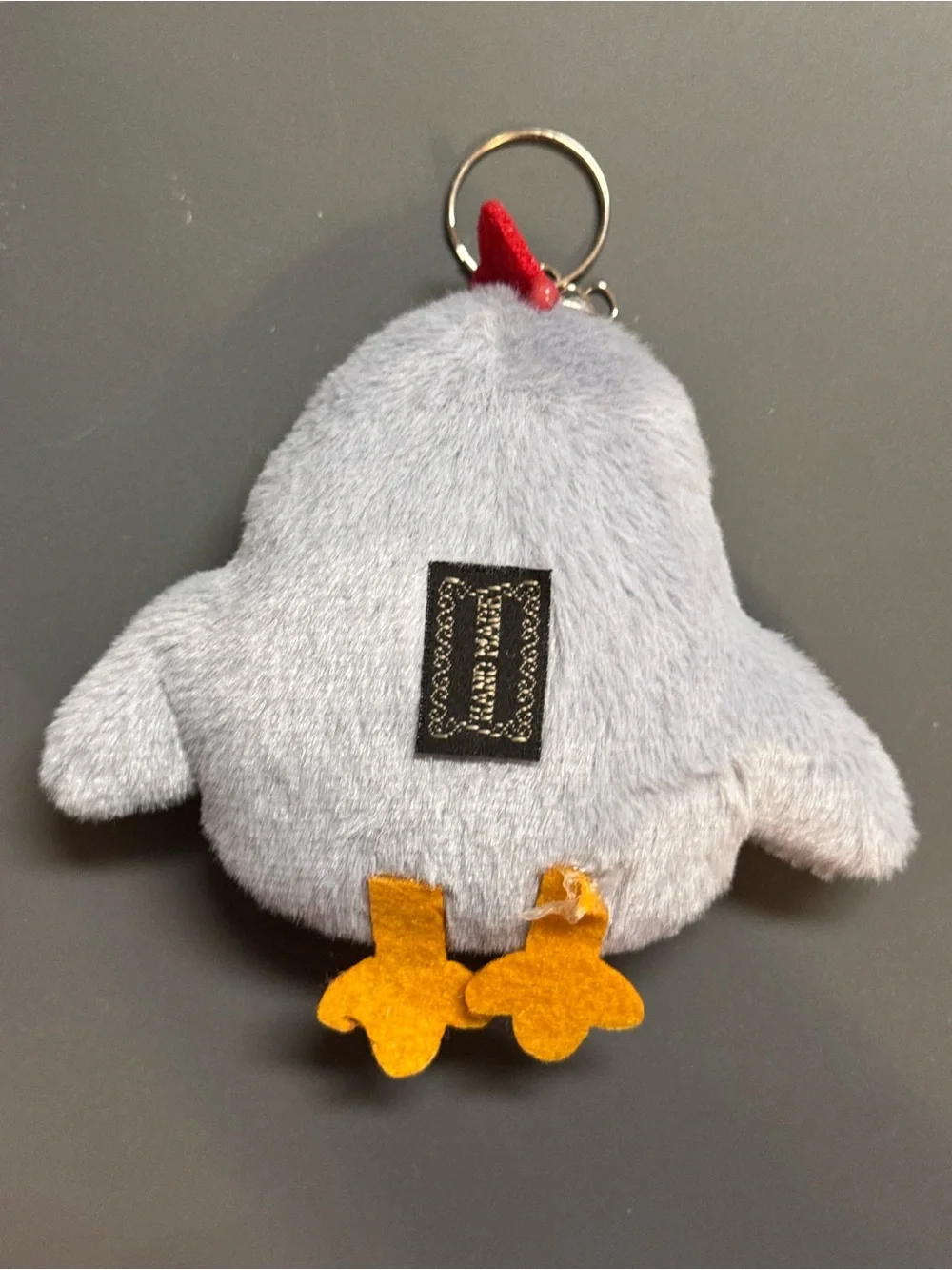 Handmade Gray Plush Chicken Keychain Bag Charm Cute Hen NIP